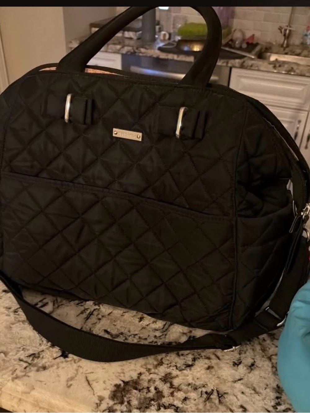 Storksak Quilted Black Travel Tote with Removable Strap